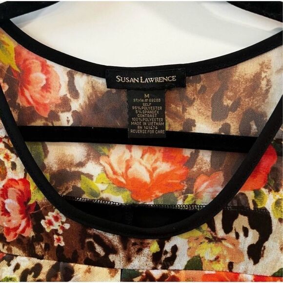 Susan Lawrence Floral Ruffle Sleeveless Blouse Sz M Women’s Animal Print - Picture 6 of 11